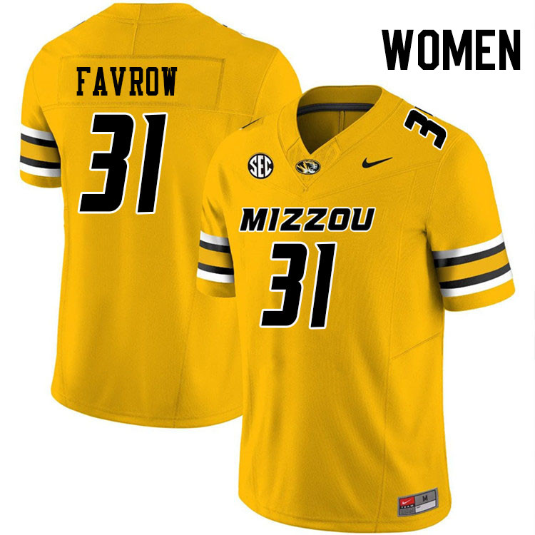 Women #31 Anthony Favrow Missouri Tigers College Football Jerseys Stitched-Gold